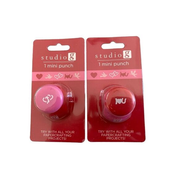Lot Of 2 Mini Valentines Day Scrapbooking Paper Punches Cards School Crafts Love - Picture 1 of 4